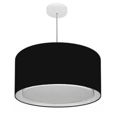 Imagem de Lustre Pendente Cilíndrico Duplo Vivare Md-4295 Cúpula Em Tecido 50x30cm - Bivolt Preto 127/220v