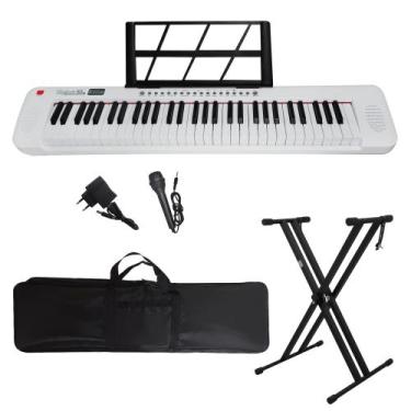 Imagem de Kit Teclado Musical 61 Teclas Estudante Iniciante Rhythmic 50WH + Capa