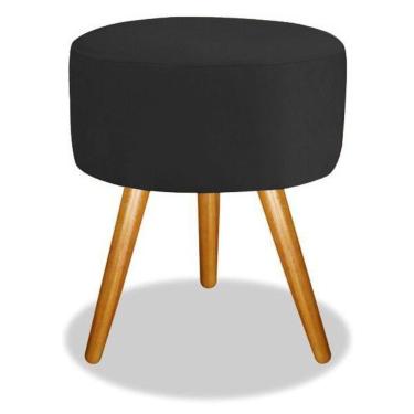 Imagem de Puf Puff Para Sala Camarim Maquiagem Banqueta Redonda Preto
