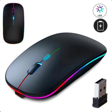 Imagem de Mouse Sem Fio Recarregável LED RGB Silencioso