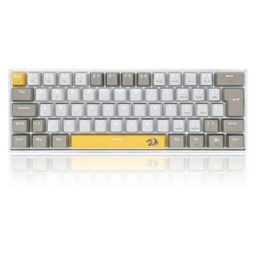 Imagem de Teclado Gamer Redragon Lakshmi, Switch Brown, Layout 60%, ABNT2, Amarelo/Branco/Cinza - Cinza - Unis-Unissex