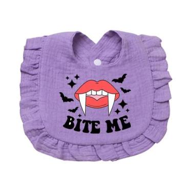 Imagem de Babador De Halloween Com Caveira E Abóbora Para Bebês, Em Algodão Puro