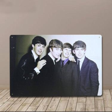 Imagem de Placa de lata Vintage The Beatles Band Photo 20x30cm, ferro
