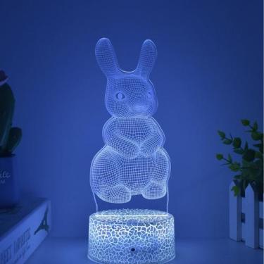 Imagem de Luz noturna LED 3D Rabbits que muda de cor para crianças com base - Yi