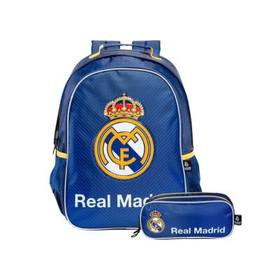 Imagem de Mochila Costas Estojo Real Madrid Futebol Regatas Infantil