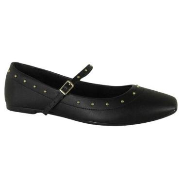 Imagem de Sapatilha Moleca Feminina Bico Quadrado Mary Jane 5735.223 Cor:Preto N