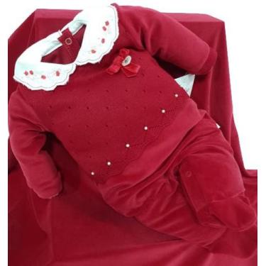 Imagem de Saída Maternidade Plush Bebê Menina Paraiso Inverno Rf 13003, Vermelho