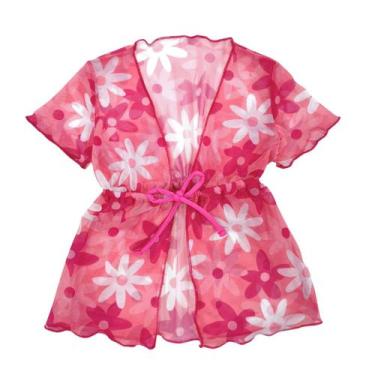 Imagem de Kimono Saída De Praia Floral Fresco Infantil Menina Tule - Catarinense