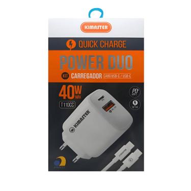 Imagem de Kit Carregador Tipo-C Turbo Cabo de 60W - Kimaster (T110CC)