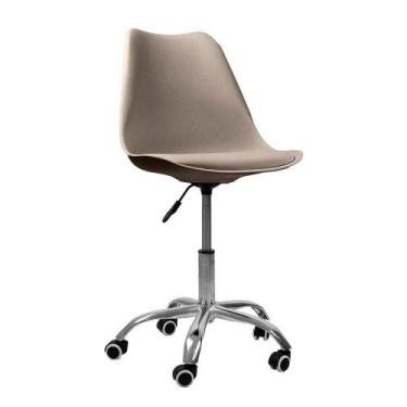 Imagem de Cadeira Office Cromada Com Rodízio Giratória Saarinen Bege - Oficial W