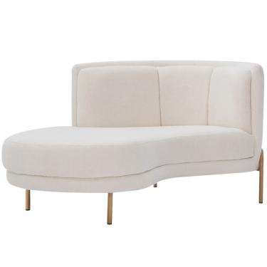 Imagem de Sofá Chaise Esquerdo Base Ouro Fosco Penélope Bouclé Off White - Nexta Casa