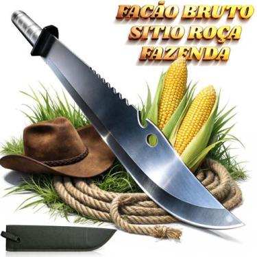 Imagem de Facao Gigante Tatico Para Fazenda Roça Aco Inox Full Tang Serrilhado B