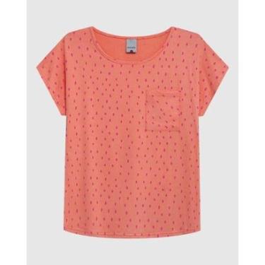 Imagem de Blusa Ampla Feminina Estampada Detalhe Bolso Frontal Em Viscose Stretch-Feminino