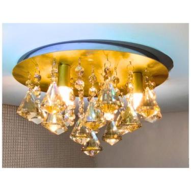 Imagem de Lustre Plafon Redondo Dourado 20 cm Vai Montado - Jana Lustres, BASE P