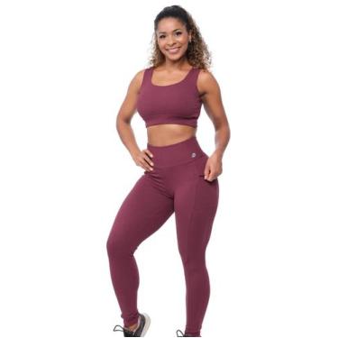 Imagem de Conjunto Fitness Feminino Poliamida Cós Alto Modelador Zero Transparên
