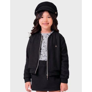 Imagem de Trijunto Blusa Detalhada Bomber Zíper Com Shorts/Saia Frio Inverno Novo - Menina 4 a 14 anos-Feminino
