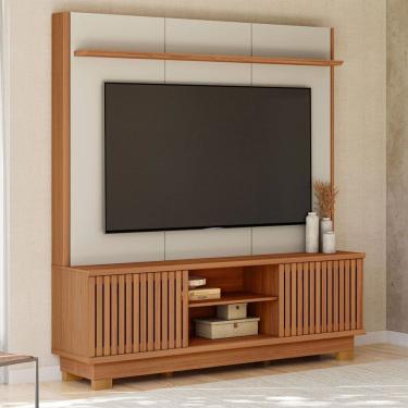 Imagem de Estante para TV Até 75 Polegadas Ravenna 2 Portas Canela/Off White Fosco - Linea Brasil