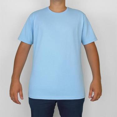 Imagem de Camiseta Manga Curta Essencial Confortável Casual Algodão Ogochi, Azul
