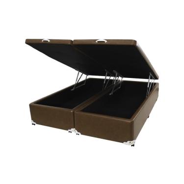 Imagem de Cama Box Baú Castor Casal Bi Partido Premium Caramelo 138x188x35cm