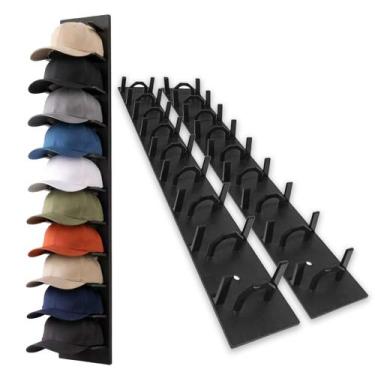 Imagem de Organizador Bone Suporte Kit 2 Uni Chapeu Gancho Parede Porta Armario 