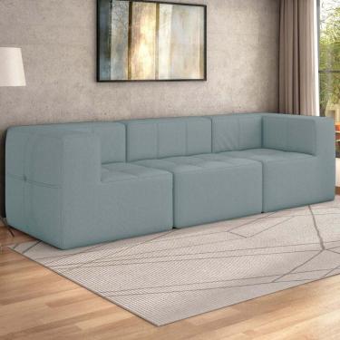Imagem de Sofá Modulado Na Caixa 3 Lugares 231cm Espuma D33 Multimóveis CR45354 Azul