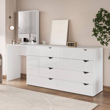 Imagem de Comoda Penteadeira com Espelho 8 Gavetas Porto Politorno