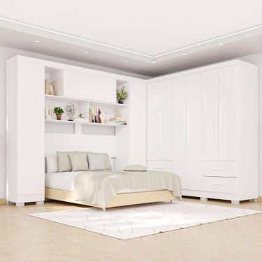 Imagem de Guarda-Roupa Casal Modulado Andorra 10 Portas 4 Gavetas com Pés Branco - Pnr Móveis