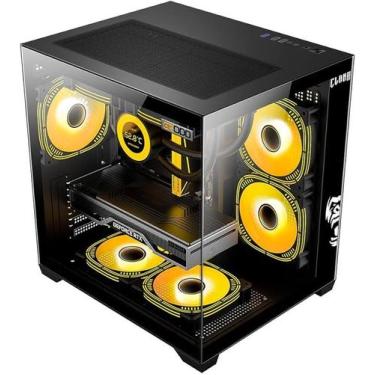 Imagem de Gabinete Gamer Aquário Clanm Grodd Night Lateral Vidro Preto