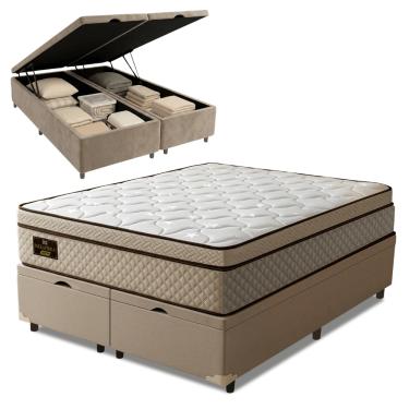 Imagem de Cama Box Baú Colchão Queen Gazin Inglaterra Premium Molas Ensacadas e Euro Pillow 158x1...