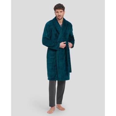 Imagem de Roupão Feminino Longo Xadrez Macio Verde Lohe, Verde, G