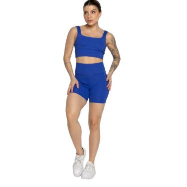 Imagem de Conjunto Top Alça Grossa e Short Smart Bella Fiore Alta Compressão Treino Academia Moda...