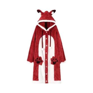 Imagem de Pijama Feminino De Pelúcia Com Capuz, Fantasia De Raposa Kigurumi, Rou