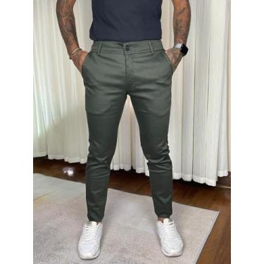 Imagem de Calça Masculina Esporte Fino em Sarja - I.Con, Verde militar, 40