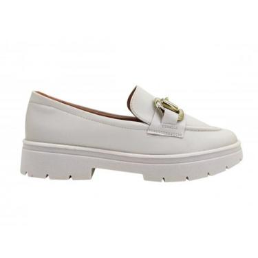 Imagem de Mocassim Feminino Loafer Vizzano com Fivela 1422.101, Branco, 37
