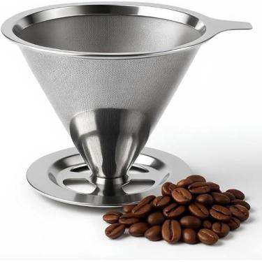 Imagem de Coador de Café 103 Filtro Inox Reutilizável Peneira de Aço Durável e S