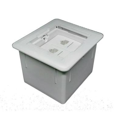 Imagem de Mini caixa universal quadrada 2 tomadas rj45 - QTMOV, Branca