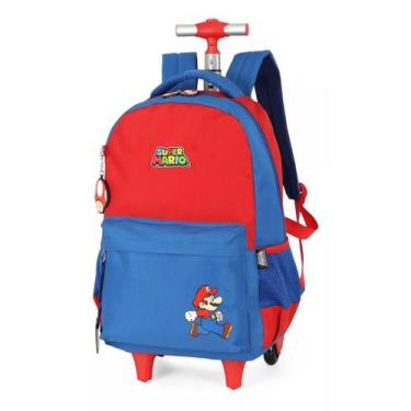Imagem de Mochila Escolar Super Mario Com Rodinhas Costas Azul- Luxcel, Azul