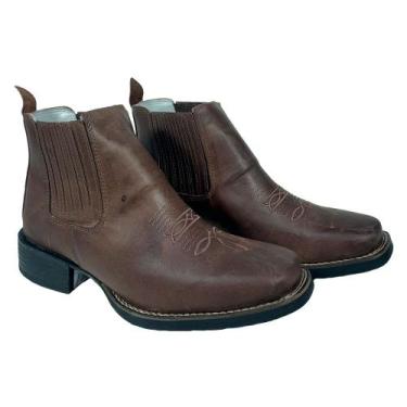 Imagem de Botina Bico Quadrado Masculina Cafe Dawson, Marrom, Escuro, 42