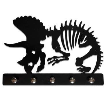Imagem de Porta Chaves Jurassico Tricerátops Decoração Criativa - Geek Vip, Pret