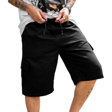 Imagem de Bermuda Cargo Masculina 6 Bolsos Lateral Sarja Premium Lisa - Byfloren