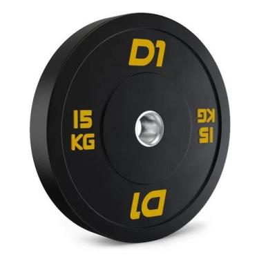Imagem de Anilha Olímpica Bumper Preta Cross Training 15kg - D1Fitness