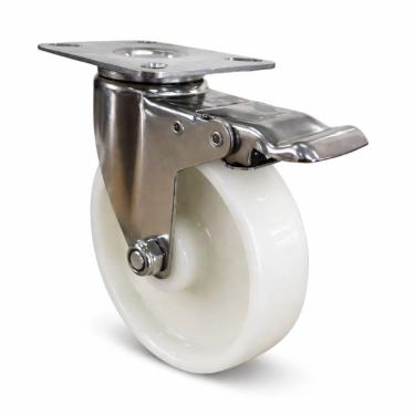 Imagem de Rodízio Industrial Giratório com Freio Master Roll 5 Pol Inox 170 kg Aço Inoxidável Master