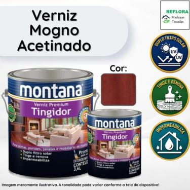 Imagem de Verniz Premium Tingidor Mogno Acetinado 900ml Montana Proteção para Ma