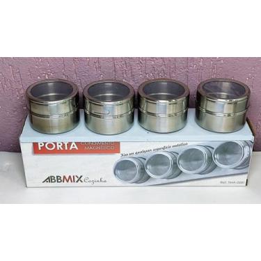 Imagem de Porta Temperos 4 Peças de Inox Magnético - Abbmix
