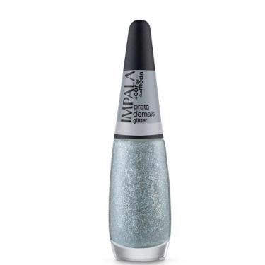 Imagem de Esmalte Impala A Cor da Sua Moda Glitter Cor Prata Demais 7,5ml