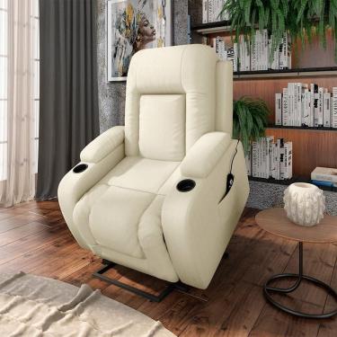 Imagem de Poltrona Reclinável Crihs Lift G23 com Massagem e Aquecimento Pu Bege Gran Belo