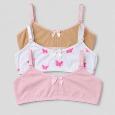 Imagem de Kit 3 Sutiã Top Eva Sem Bojo Menina Moça Algodão Alça Ajuste - Beleza 