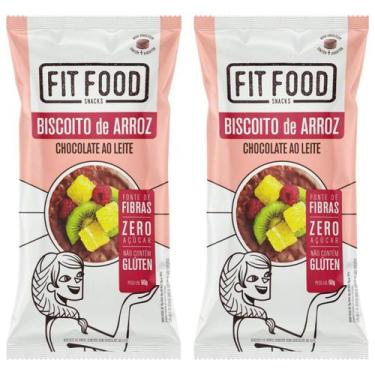 Imagem de Kit 2 Biscoitos de Arroz Fit Food 60g Escolha o Sabor Sabor:Chocolate 