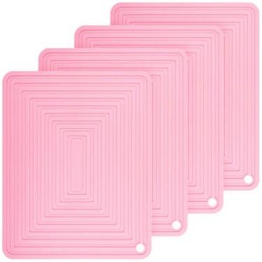 Imagem de Descanso de Panelas Viwehots Silicone 23x29 cm Rosa - Pacote com 4