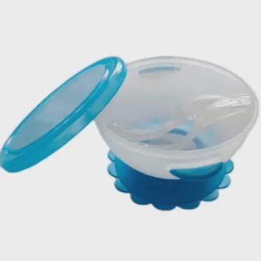Imagem de Kit Refeição Tigela Com Ventosa E Talheres Azul Ibimboo